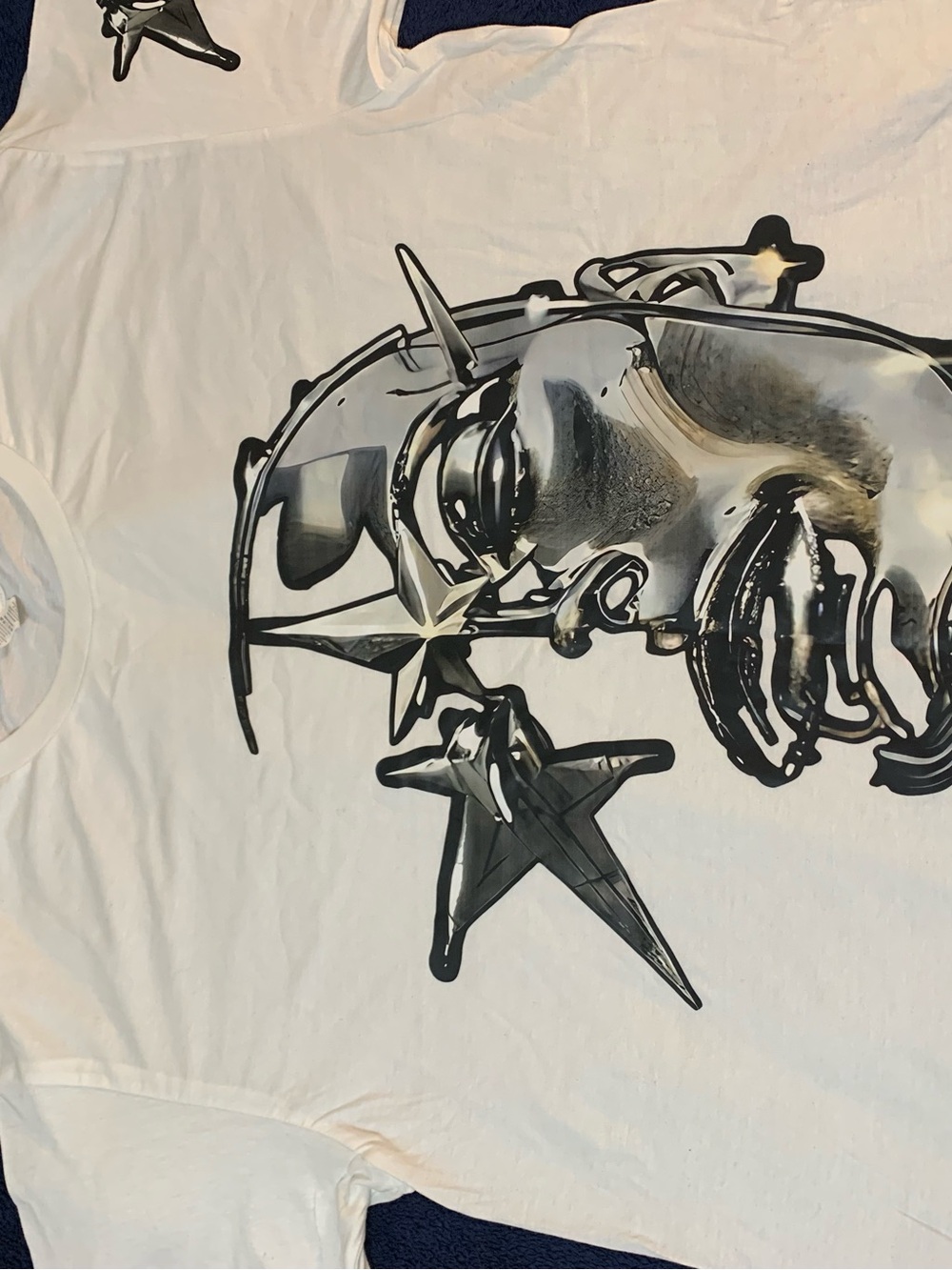 White Graphic Star Print Tank Top by